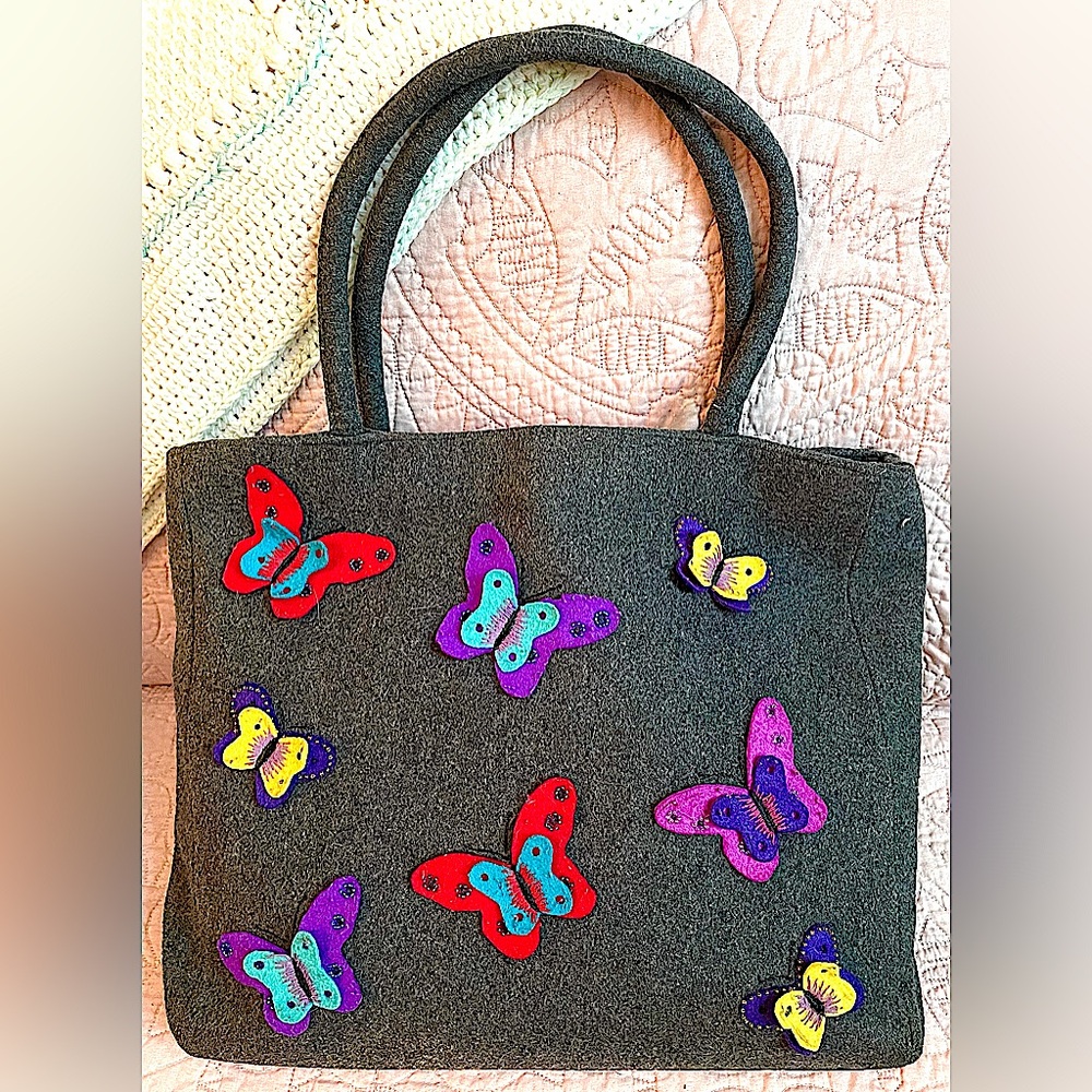 Lulu Guinness of London Wool Felt Butterfly Purse/Tote, hard to find!